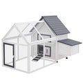 PawHut Grey and White Wooden 0.07-Acre In-Ground Poultry Cage with Nesting Box, Ramp, Run D51-102 | Outdoor Chicken House Poultry Cage, Hen, Removable Tray, Roosting Bars, Ramp, for Garden Backyard - color: Dark Gray