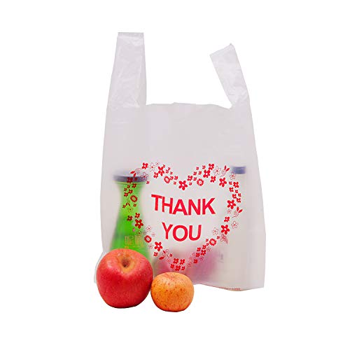 LazyMe Thank You Plastic Bags with Handles, T Shirt Bags 12x20 Inch, 50 Ct | Plastic Grocery Bags for Small Business, Retail Stores and Merchandise, Bolsas De Plastico Para Negocio - color: 50pcs