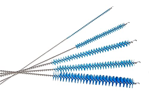 10" Extra Long Tube Brush Set - Small 5 Pack - Blue | Flexible nylon straw brushes for bottles, cleaning straws, pipe cleaners, glass, keyboard, detailing and deep cleaning - color: Blue, size: Small 5 Pack (2mm 3mm 4mm 5mm 6mm)