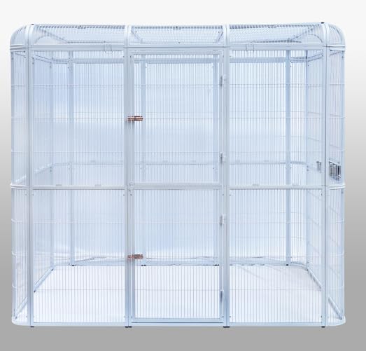 SENY Heavy Duty Large Walk-in Bird Aviary Cage, 79H x 86W x 62D inches, for Parrots, Macaws, Cockatoos, Reptiles, Dogs, Birds Flight Cage. (Silver White, Wire Size: 0.14") - color: Silver White, size: Wire Size: 0.14"