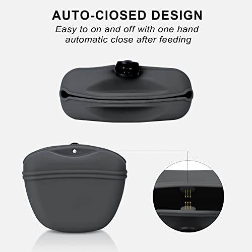 Left&Right Dog Clicker Training Kit,Silicone Dog Training Treat Pouch and Dog Clickers,Dog Treat Bag with Clicker Training for Dogs,Pet Treat Bag with Magnetic Buckle Closing and Waist Clip,Dark Grey - color: Dark Gray