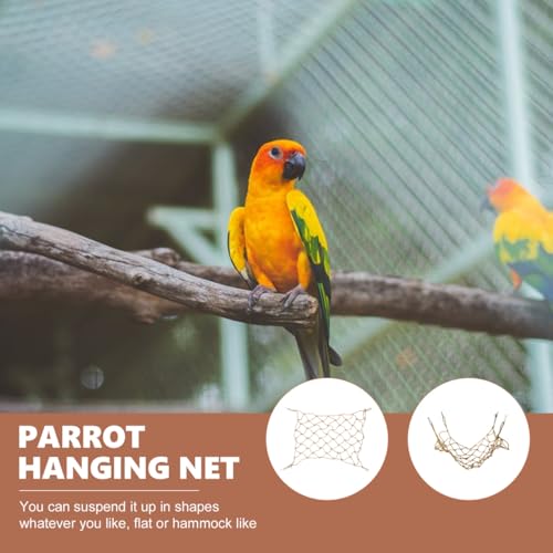ORFOFE Bird Climbing Net Parrot Hanging Net Rope Hammock Pet Climbing Toy for Hamsters Parakeets Cockatiels Small Animals 21.65 X 17.32 in 4 Hooks