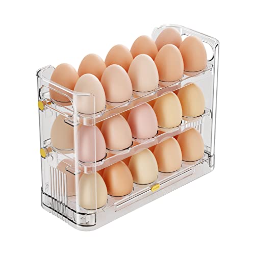 Reversible Egg Holder for Refrigerator and Countertop - Clear 30-Egg Storage Tray