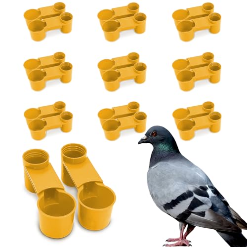 kathson 20 Pcs Bird Drinker Feeder Plastic Soda Pop Water Bottle Cup Ideal for Chicken Pigeons Birds Feeder Trough Animal Feeding Accessories(Yellow) - color: Yellow