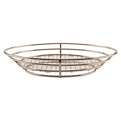 G.E.T. 4-84814 12.5" x 9.25" Stainless Steel Oval Basket with Raised Grid Base, Clipper Mill (Qty,1) | Dishwasher safe, Raised grid base, Serves finger foods, Great for Sandwiches, Fries, Appetizers and Table Service - color: Stainless Steel, size: 12.5"