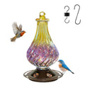 Glass Bird Feeder for Outdoors Hanging – Lantern Shape with Hook, Waterproof Wild Bird Feeder for Seeds, Outside and Garden Decoration