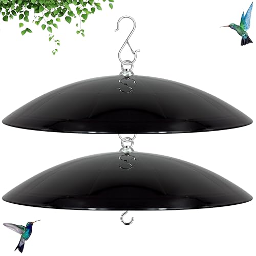 16-Inch Widened Bird Feeder Cover,Hummingbird Feeder Rain Guard,Squirrel Baffle for Bird Feeders,Squirrel-Proof for Outside Tree Trunk or Eave,Funny Gift for Men(Black), 2 Pack - color: Black, size: 16''/2P