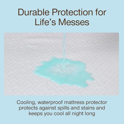 Coop Home Goods Ultra-Cool Waterproof Mattress Protector, Queen, Cooling Mattress Protector, Machine Washable Cooling Bed Cover, Whisper Quiet Waterproof Bed Cover, Queen (60x80) - size: Queen, style: Ultra-Cool