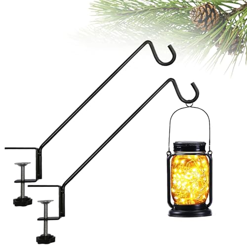 Short Deck Hook Bird Feeder Hanger Hook for Railing 13 Inch for Bird Feeders,Planters,Lanterns,Plants Flower Suet Baskets,Wind Chimes Holiday Decoration (2)（Lanterns Not Included