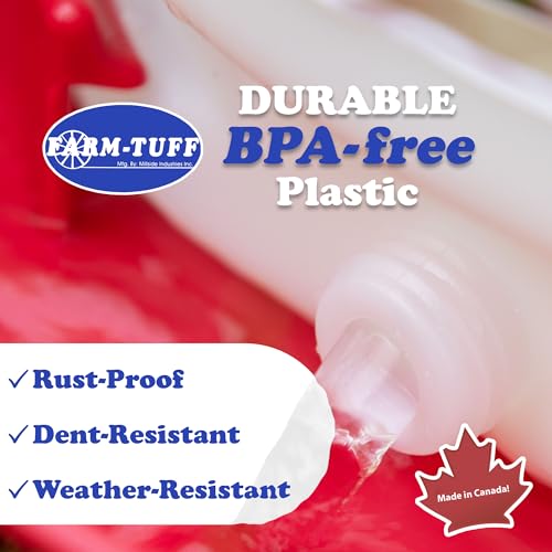 FARM-TUFF Premium 5-Gallon Hanging Chicken Waterer – BPA-Free Plastic, Top-Fill Poultry Fountain for Chickens, Ducks, Turkeys & Game Birds - size: 5G+