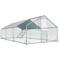 Large Chicken Coop,Metal Chicken Run for Yard with Feeding Door,Walk-in Chicken Pen for 20-30 Chickens,Outdoor Poultry Cage with Anti-UV Cover,Duck Rabbit House