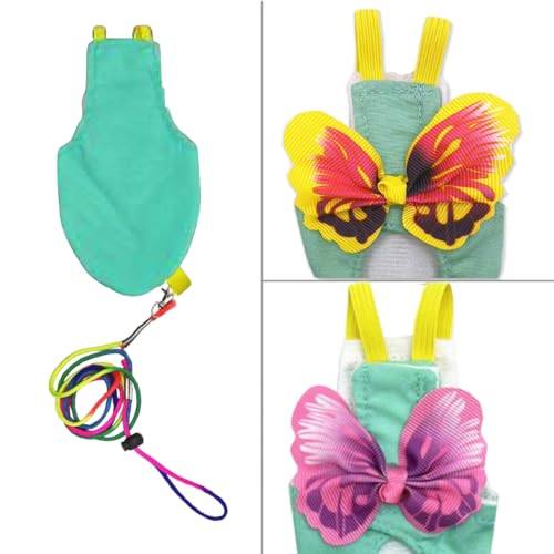 Pet Bird Diaper Harness Adjustable Parrot Harness and Leash Set Cockatiel Flight Suit with 60 Inch Leash Bow Tie Bird Flying Clothes for Conures Cockatoos Cockatiel Pigeon(Yellow, Medium) - color: Yellow, size: Medium