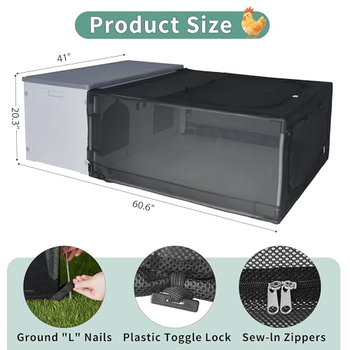 Chicken Coop with Run, Plastic Nesting Boxes for Chickens with Door Or Ramp | 60” Large Chicken Coop, Small Animal Poultry Cage for 4-6 Chickens, Ducks, and Guinea Pigs, Clean and Assemble Easily - color: Grey, size: 60.6"L x 41.0"W x 20.3"H