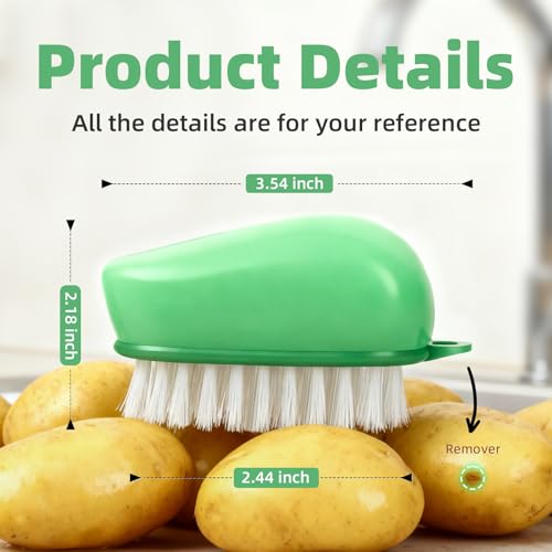CLEANGOR Vegetable Brush, Black Stiff Bristles Brush & White Soft Bristles | Dishwasher Safe Ear-Hanging Veggie & Fruit Cleaning Brush for Potato, Mushroom, Carrot, Lemon, Egg
