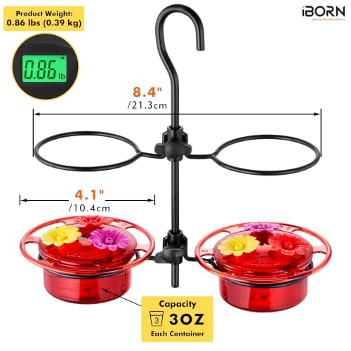 iBorn Small Hummingbird Feeder Hummingbird Feeders for Outdoors Hanging 4PCS 3OZ Mini Humming Bird Feeder with 3 Bee Guard Feeding Ports Silicone Flower Red - style: Hanging Mini Hummingbird Feeder 3oz,4 Set
