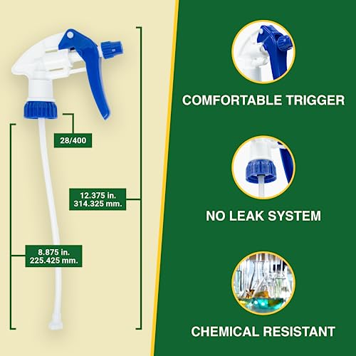 Heluva Green Spray Bottle Nozzle Replacement Tops, Blue 13 Pack | Heavy-duty trigger sprayer tops for commercial and home cleaning. Fits 8/16/24/32 oz plastic & glass bottles. - color: Blue, size: 13 Pack