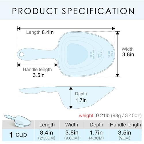 1-Cup Melamine Pet Food Scoop — Precise Feeding & Weight-Management Measuring Scoop for Dogs & Cats, BPA-Free, Durable, Dishwasher-Safe (Baby Blue) - color: Blue