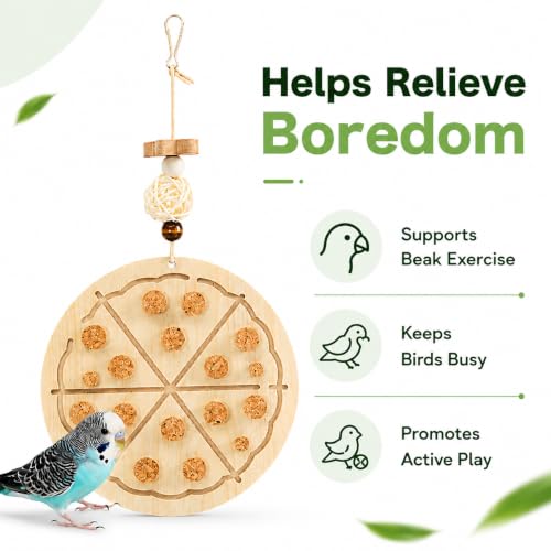 2 PCS Wooden Bird Chew Toys-6.3 X 6.3 Inch Hanging Parrot Toys with Detachable & Replaceable Corks,Foraging Toys for Cockatiels,Parakeets,Conures & Small to Medium Parrot - style: Bird Toy