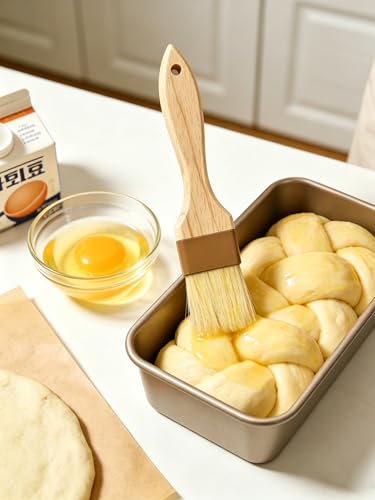 Pastry Basting Brush - Food Brushes, Non-Shedding Natural Boar Bristle, Heat Resistant Wooden Handle, Durable Kitchen Tool for Baking, Cooking, Butter, Egg Wash, Glazing, Oil, Sauce (1" & 1", 2 pc)