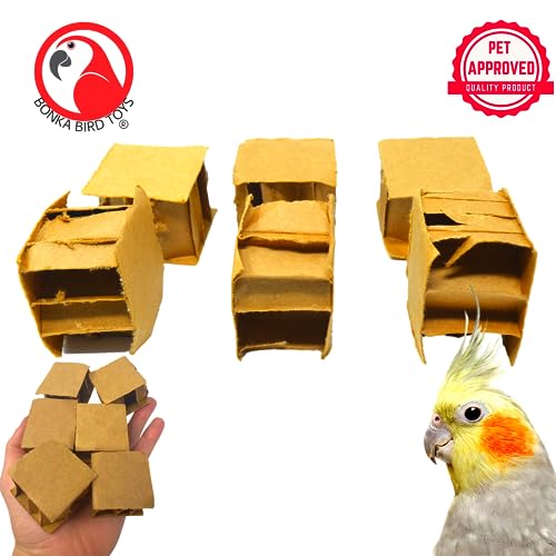 Bonka Bird Toys 2531 Cardboard 1.25" Cubes Parrot Foot Toy | Soft chewable cubes for shredding, foraging activities, foot play, and toy building projects - size: 6pcs - 1.25"