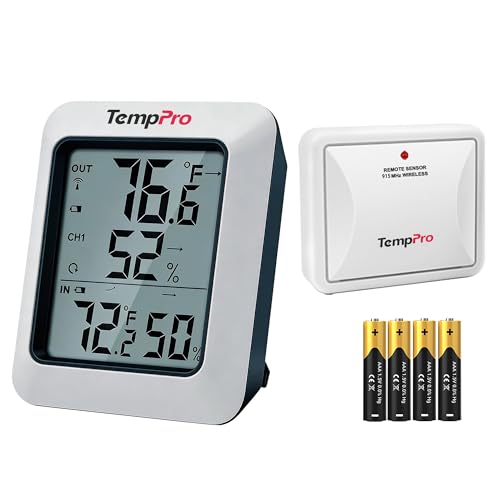 TempPro TempAir 500 FT Indoor Outdoor Thermometer Wireless with Sensor | Large LCD Display, No Hub or App Required, Outside Thermometer & Cold-Resistant Sensor for Patio (Previously ThermoPro) - style: 500ft