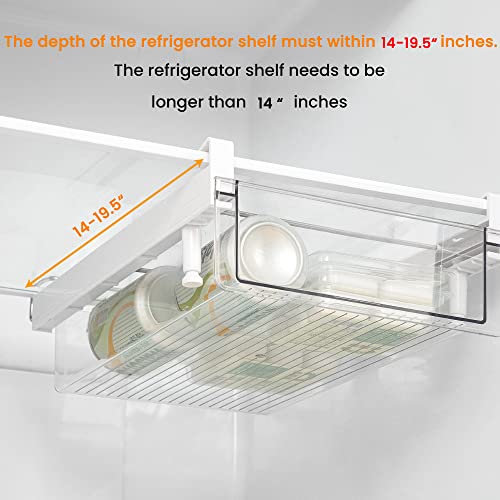 Large Refrigerator Drawer with Removable 28 Grid Egg Tray, Clear Egg Drawer for Fridge Organizer Bins, Fridge Storage Container Under Shelf Holder for Fruit,Vegetable,Meat,Cheese