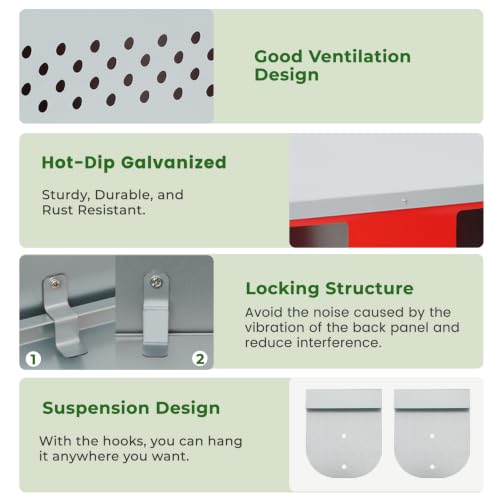 Redants Chicken Nesting Box, Metal Roll Away Nesting Boxes Chicken | Reversible Wall Mountable Chicken Laying Boxes, 36"×19.5"×20", Galvanized Steel, Waterproof, Up To 30+ Hens - size: 36.0"L x 19.0"W x 20.0"H