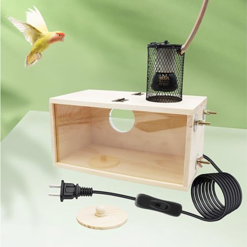 Bird House Incubator, Bird Nesting Box with Heat Lamp, 75W Ceramic Heat Emitter Heater Lamp, Birdcage Accessories, Suitable for Parrot Parakeet Cockatiel Lovebirds Budgie