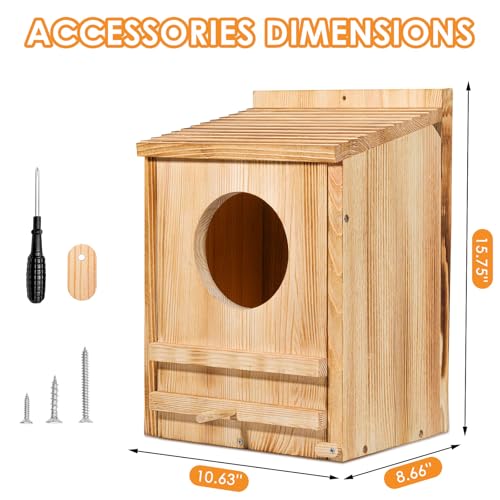 Barn Owl House, Owl Nesting Box for Outside,Wooden Screech Owls Nesting Box | Wooden Screech Owls Nesting Box, Caliber Round Hollow Outdoor Bird's Boxes, Suitable for Wildlife Screech, Barred - size: 15.75''High