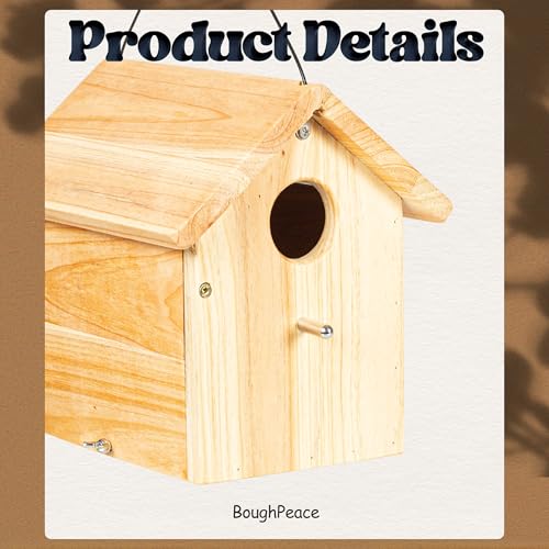 Wooden Bird Houses for Outside Hanging Birdhouses Nest Bluebird House for Cardinals Finch Wren Swallow for Garden Viewing 3 - size: 8inch × 7.8inch × 5inch