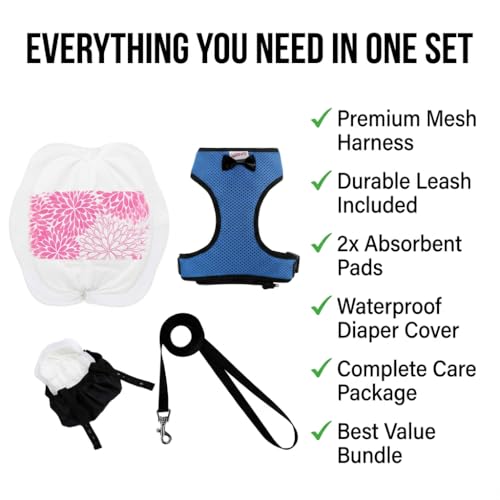 Washable Chicken Diaper Harness with Poop Bag | Leak-Resistant Adjustable Vest for Hens Ducks, Indoor Pet Poultry, 12-Hour Dryness Tested (Large, Blue) - color: Blue, size: Large