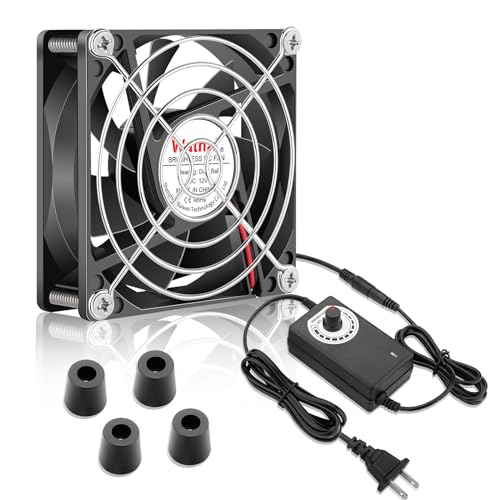 Wathai 80mm Small Computer Cooling Fan with AC Plug 110V 120V 220V 240V | 80 mm Small Electric Plug in Case Fan, Corded Mini Square Ventilator Blower for Outdoor Greenhouse Terrarium. - size: 80mm