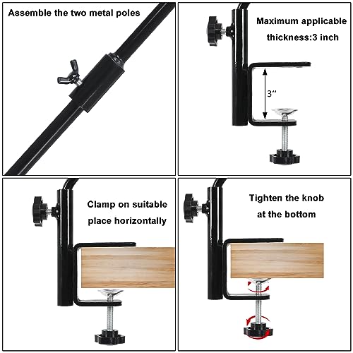 31 Inch Heavy Duty Deck Hook, Non-Slip Clamp, 360 Degree Swivel, Black for Bird Feeders, Planters, Suet Baskets, Lanterns, Wind Chimes, 2 Pack - size: 31 Inch