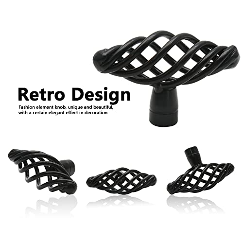 Jiozermi 12 Pack Oval Birdcage Cabinet Knobs, 2" Length, Flat Black | 2" Length Drawer Pulls, Iron Handles, Flat Black - size: 2 inch, Oval