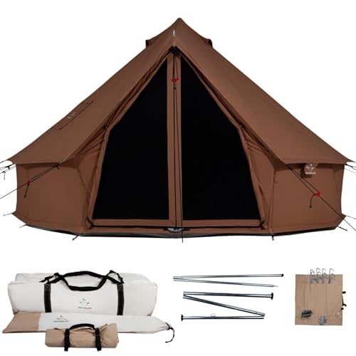 WHITEDUCK Regatta Canvas Bell Tent - w/StoveJack, Waterproof, 4 Season Luxury Camping and Glamping Yurt Tent Outdoor - color: Desert Red, size: 16.5' (5M), Water Repellent