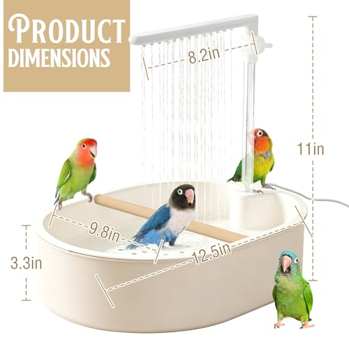 Automatic Bird Bath, Large Bird Shower Fountain, Parrot Bathtub with Circulating Faucet, Indoor Fountain with USB Pump for Cockatiel, Conure, Budgie, African Grey, Lovebird - color: C