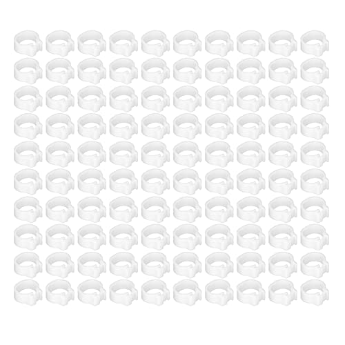 Omabeta 100PCS Reusable 8mm Pigeons Identification Leg Rings for Easy Dovecot Management and Marking, Lightweight Plastic Bands for Poultry Supplies (White) - color: White
