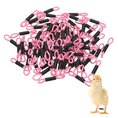 M METERXITY 100-Pack Adjustable Chick Leg Bands, 1.38" x 0.2" Polyester Chicken Leg Brace for Chicks/Ducks/Birds [Pink] Poultry Leg Bands - color: Pink