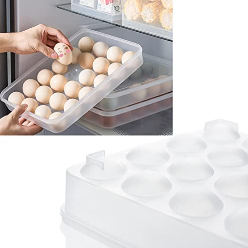 Jilukibo Egg Holder for Refrigerator with Lid, 24 Count Egg Tray Carrier Storage Box for Fridge, Stackable Clear Plastic Egg Container Dispenser Keep Fresh, 24 Egg Box (2 Pack)