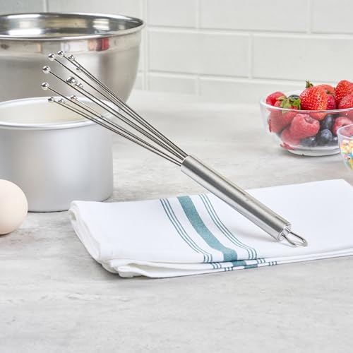Restaurantware 10.5 in Stainless Steel Ball Whisk - German Standard Egg Beater with Ergonomic Handle, Dishwasher Safe - Manual Mixer Cooking Whisk for Baking, Stirring, Sauces, Beating - color: Ball Whisk, size: 10 3/4"