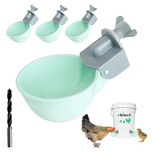 (4 Pack) Chicken Water Cups Feeder, Automatic Chicken Waterer, Anti-Leak System, Holds 50% More Water, Suitable for Chicks, Chicken, Duck, Quail, Turkey - size: 4