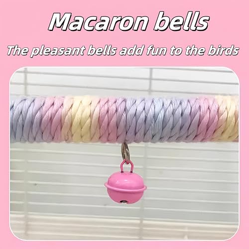 Parrot Swing A Standing Pole, Colorful Cotton Rope Wooden Swing with Metal Chain and Clasp（1Pcs）