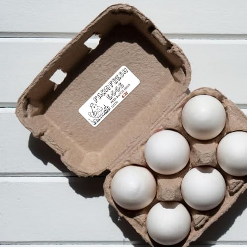 180 Pcs Farm Fresh Eggs Sticker, 1x2.64 Inch Unwashed Egg Carton Label PET Adhesive Egg Packaging Stickers Carton Farm Supplies for Egg Packing Box Container