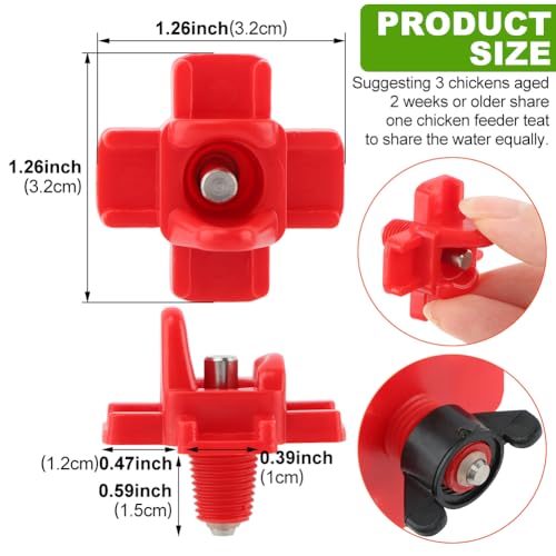 12 Pcs Chicken Water Nipples,Automatic Poultry Nipple Waterer with Drill Bits, Non Leak Waterer Kit for Chicken Coop Outdoor