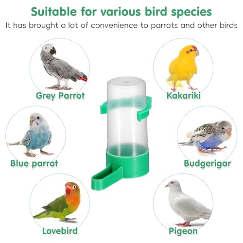 10 PCS Automatic Bird Water Feeder for Cage Drinking Dispenser | Green Plastic Easy Mount Bird Dispenser, 3.3 Inch Durable Water Fountain Cups, Easy Clean and Secure Daily Cage Feeding