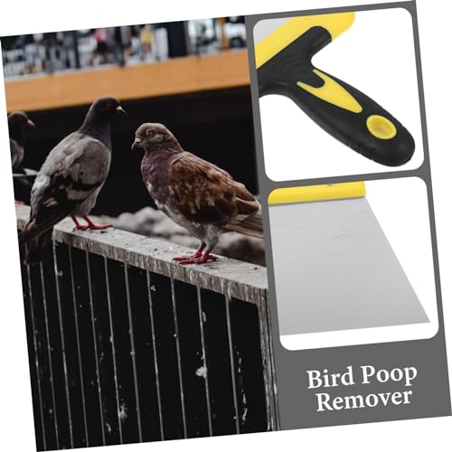MERRYHAPY Stainless Steel Bird Poop Cleaner Bird Cage Cleaning Scraper with Wide Head and Ergonomic Handle for Droppings Removal on Patios Fences Cages and Outdoor Surfaces