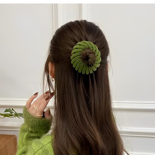 Bird Nest Magic Hair Clip, 7PCS Lazy Plate Hairpin,Velvet Expandable Bun Fixed Hair Claw Vintage Retractable Ponytail Holder Hairpin Buckles for Women and Girls