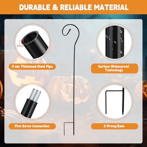Hicarer 12 Pcs Shepherds Hooks for Outdoor 32 Inch 1/3 Bird Feeder Pole Rust Resistant Steel Shepard Hooks for Wedding Garden Bird Feeders Hanging Lanterns Solar Outdoor Lights - size: 32 Inch