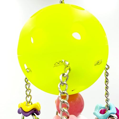 Pullable Bird Plastic Ball Toys with Acrylic Pacifiers and Flowers, Colorful Parrot Toys for Medium and Large Parrot Quaker Monk Parakeet Sun Conures (Light Green) - color: Light green