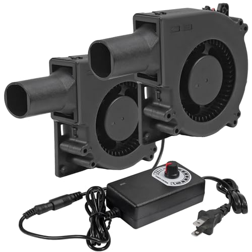 2Set 120mm BBQ Fan 12V Blower Brushless with 110V/120V Variable Speed Controller Fan 4.72in Air Mover Cooling for Camping Quick Charcoal Starter,Outdoor Barbecues,Camping Cooking (2 Fan+2 Controller) - size: 12032-2pcs